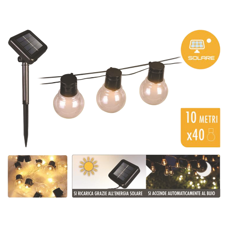 CATENA LUMINOSA SOLARE 10M 40LUCI